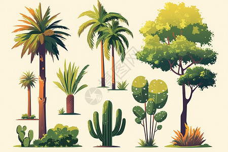 矢量植物背景矢量树木插画