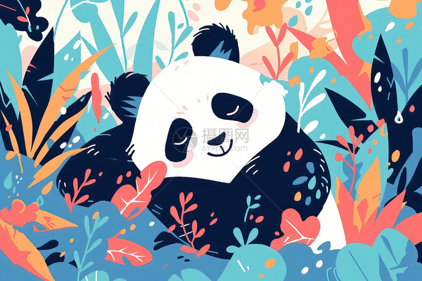 草丛里的熊猫图片