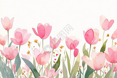 鲜花边粉色的花朵插画