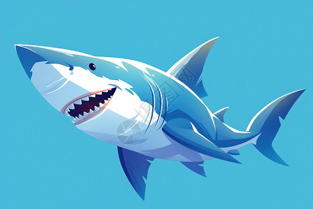 鱼翅鲍鱼凶猛的大鲨鱼插画