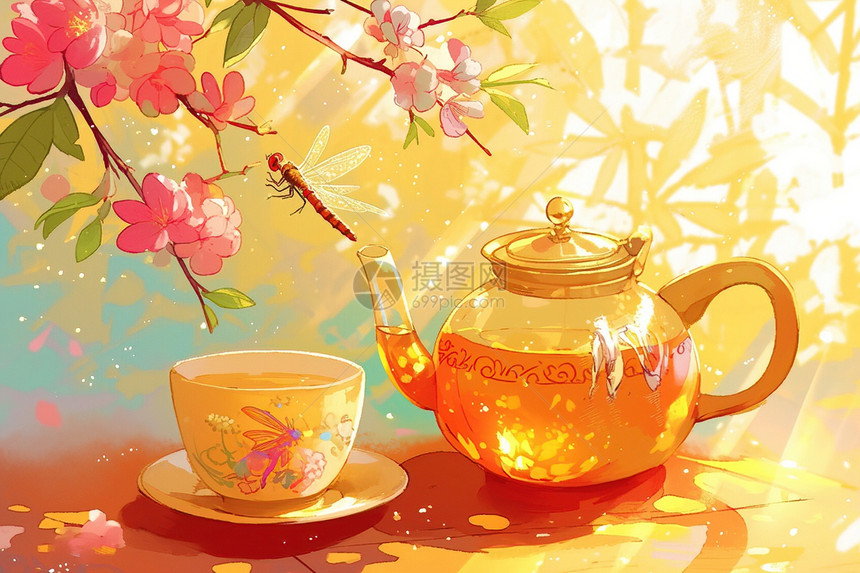 精致的绘画作品茶壶图片
