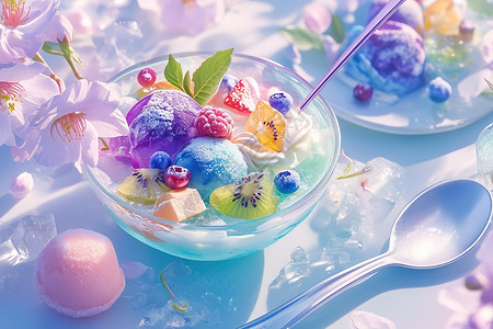 冰淇淋火锅美味的冰淇淋插画
