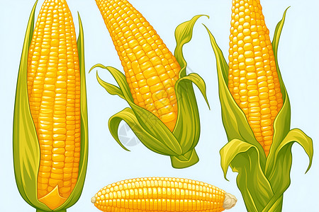 种庄稼成熟的玉米插画