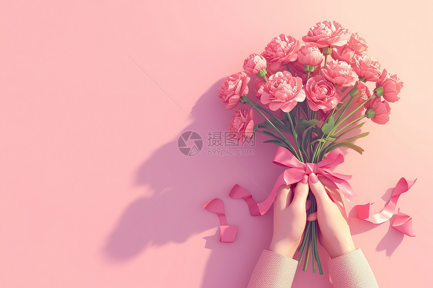 粉色的鲜花花束图片