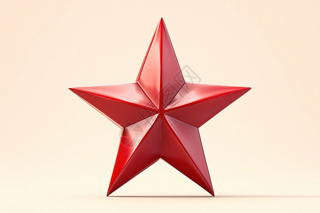 红色立体星星红星的立体五角星插画