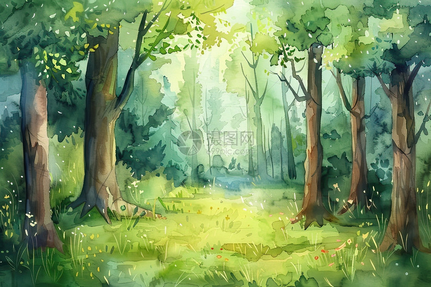 森林律动插画图片