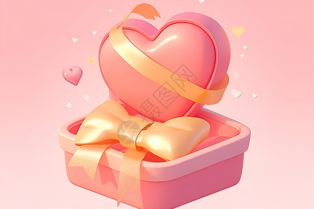 粉色背景下的可爱心形礼盒背景图片