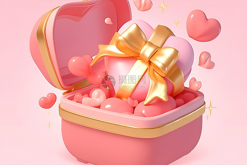 粉红的礼盒图片