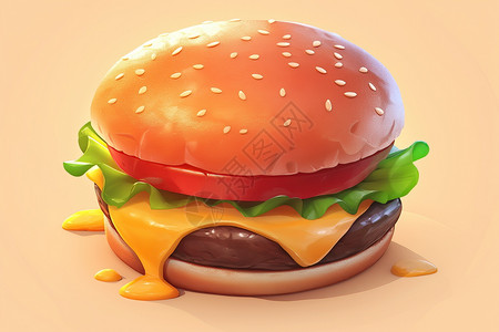 芝士卡通美味多汁的芝士生菜汉堡插画