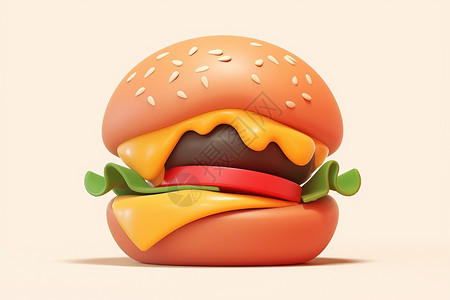 插画芝士汉堡美味的芝士汉堡面插画