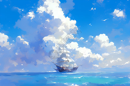 海洋里的船只背景图片