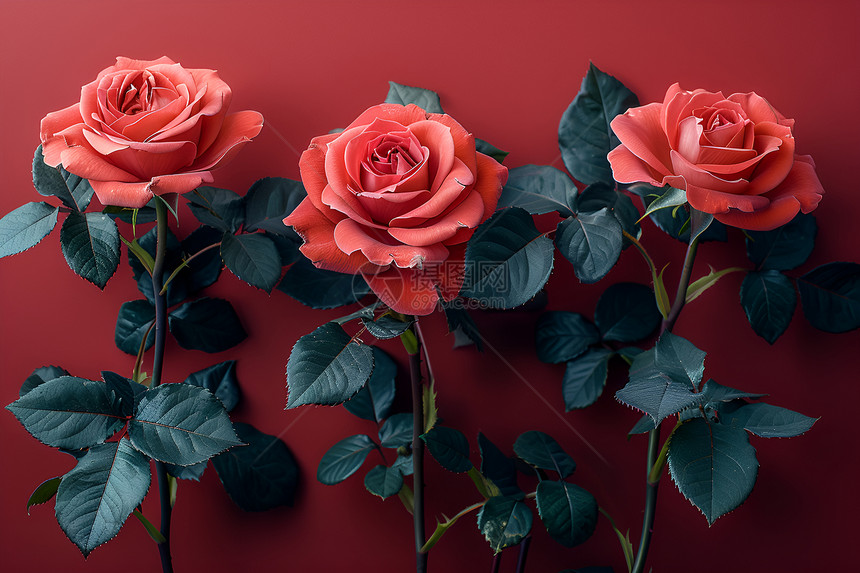 3只玫瑰花束图片