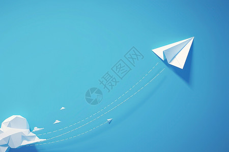 蓝色背景上的纸飞机背景图片