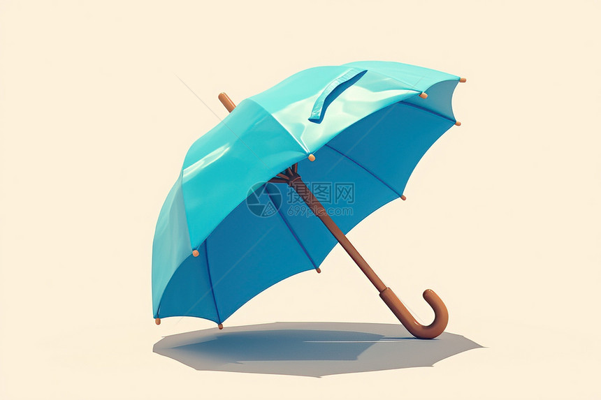 打开的蓝色雨伞图片