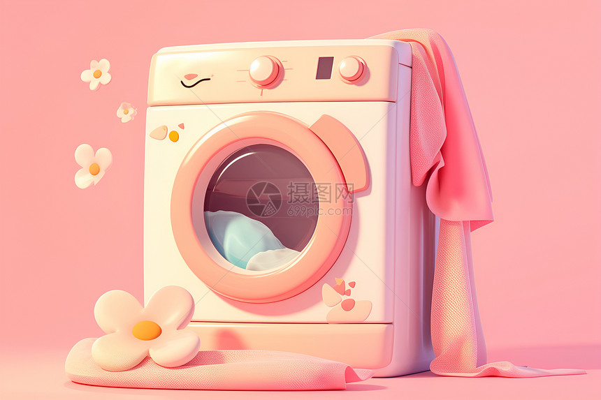 少女感的粉色洗衣机图片