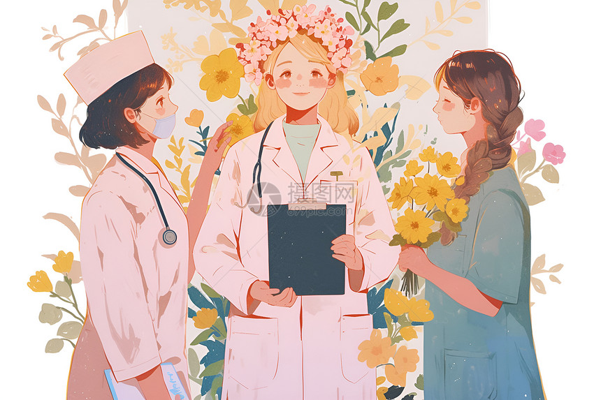 三名女性医护人员图片