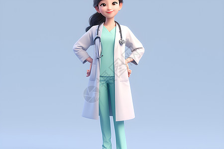 白色护士素材穿着白色实验室外套和的女人插画