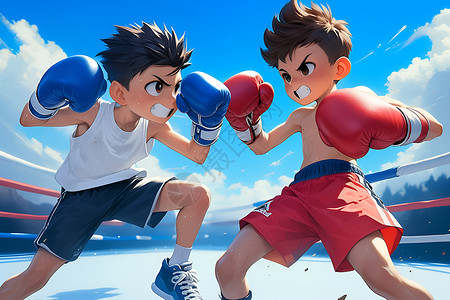 拳击图片决斗中的两个男孩插画