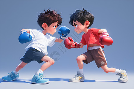 拳击人物素材势均力敌的男孩们插画