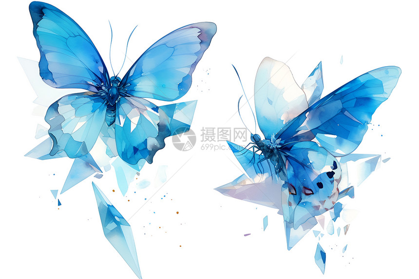 蓝色水晶般的蝴蝶图片