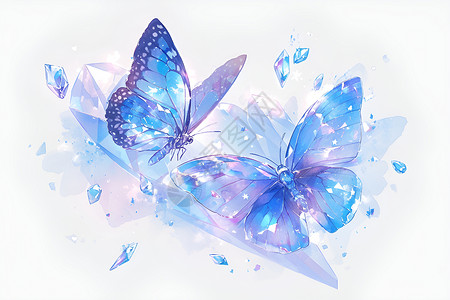 水晶蝴蝶幻彩翱翔的蝴蝶插画