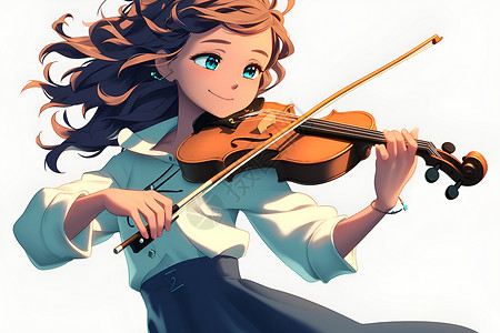 艺术家处所拉小提琴的女孩插画