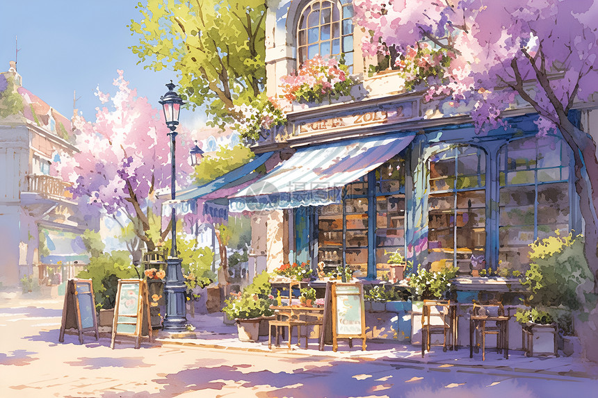 绘画的咖啡馆图片