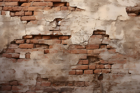 石子砖头古老的墙壁上的破砖背景