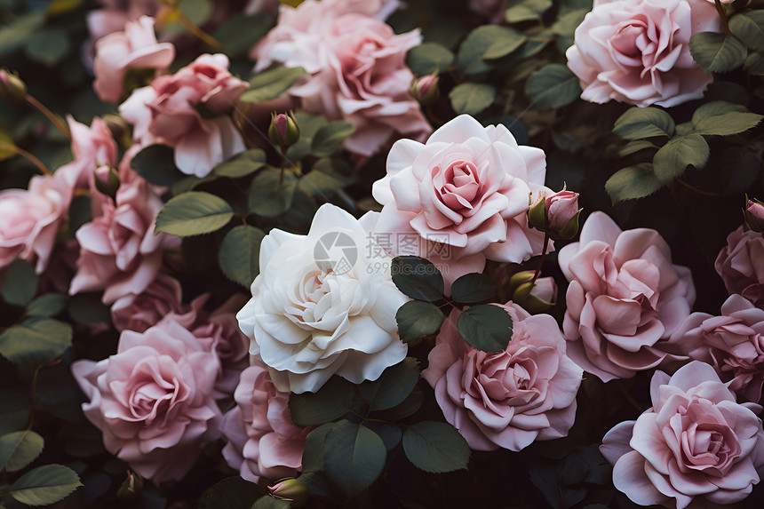 花园中盛开的粉色玫瑰图片