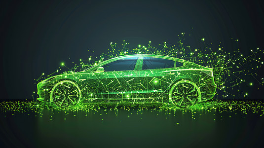 车身反光设计的绿色车身插画