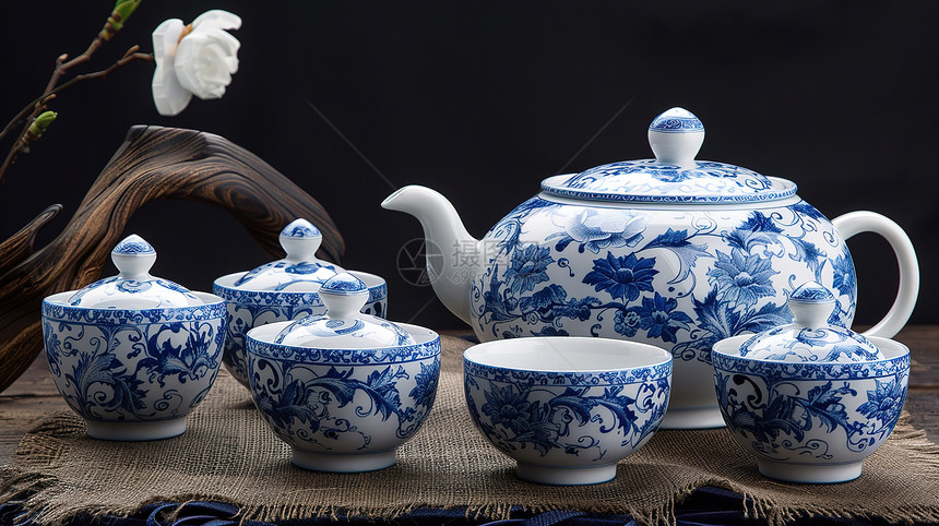 传统美观的茶具图片