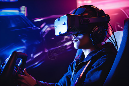 豪华赛博朋克虚拟现实的驾驶体验背景