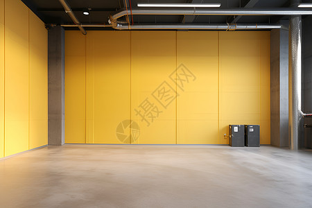 仓库的黄色墙壁背景图片