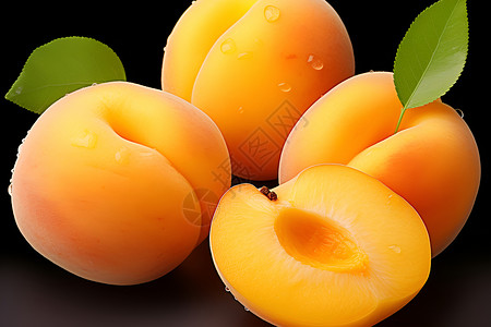 杏子促销杏子和绿叶背景