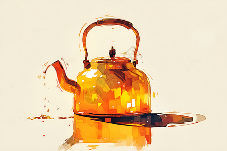 开水茶壶的古朴之美插画