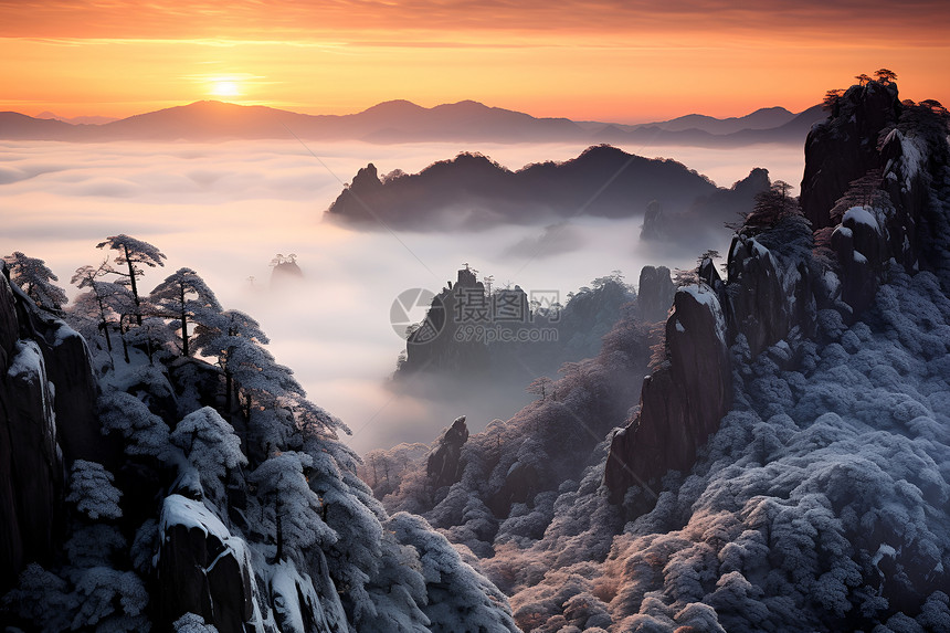 山顶的白雪图片