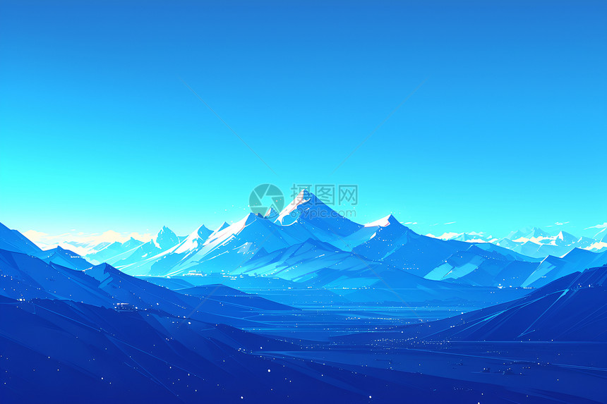 浩瀚蓝天下的山景图片