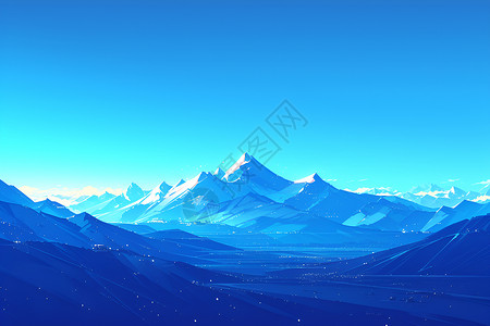 浩瀚蓝天下的山景插画
