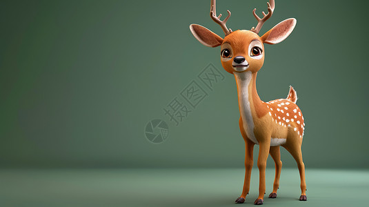 动物小鹿一头可爱的小鹿插画