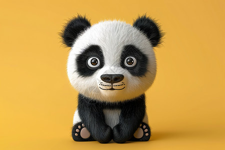 黑白艺术照坐着的熊猫插画