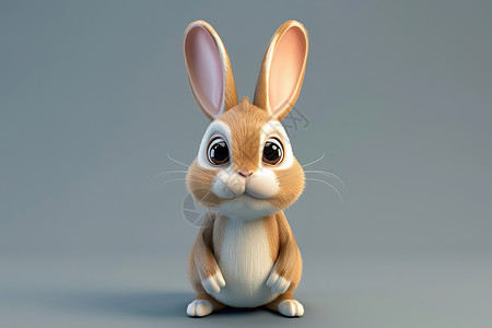 毛绒兔毛茸茸的兔子插画