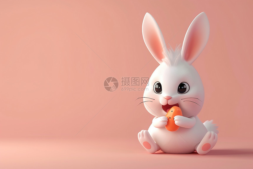 可爱白兔拿着胡萝卜图片