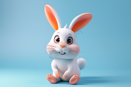 玩具小白兔蓝天下的小白兔插画