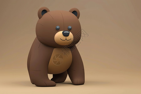 黑熊棕色泰迪熊坐在棕色地板上插画