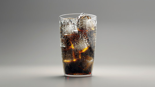 果汁冰块冰镇可乐杯放在桌子上背景