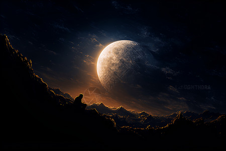 夜空中的月亮插画