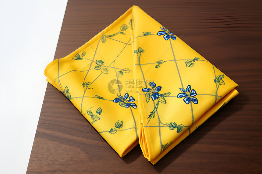 桌上的黄色丝巾图片