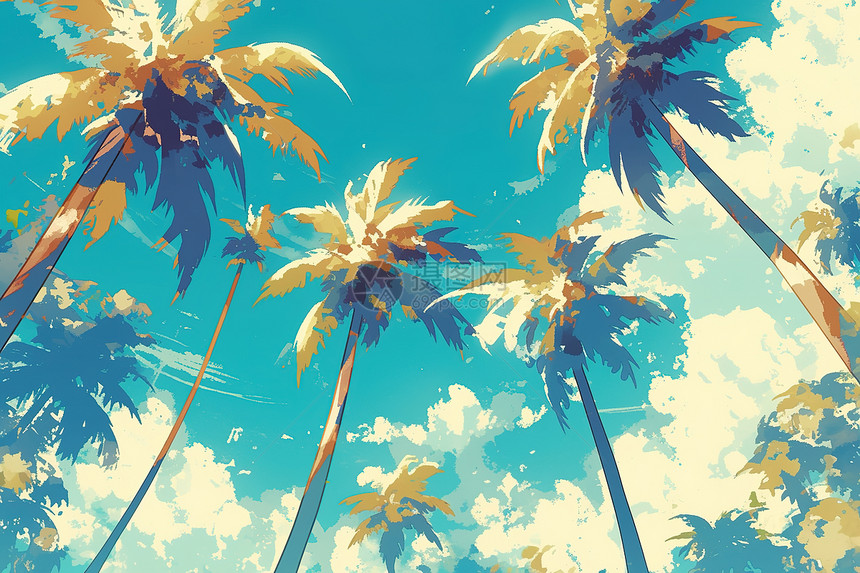 夏日中的椰树图片