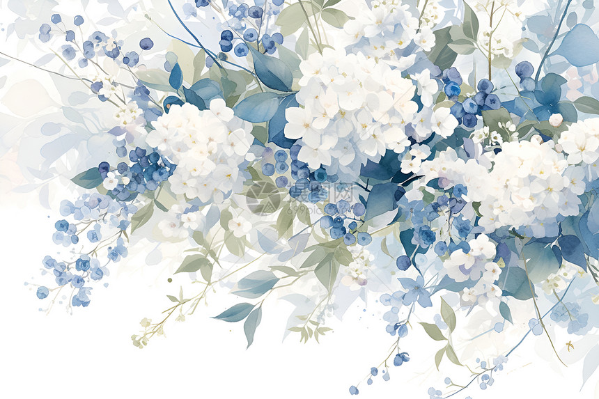 绣球花和蓝莓的迷人魅力图片