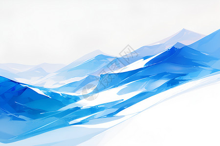蓝色山峰抽象雪山插画